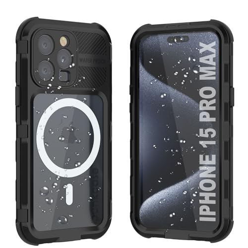 Punkcase Wasserdichte Aluminium-Schutzhülle für iPhone 15 Pro Max [Metal Extreme 2.0 Serie] IP68 robuste Stoßstangen-Abdeckung mit integriertem Displayschutz, ultimativer Schutz für iPhone 15 Pro Max von PunkCase