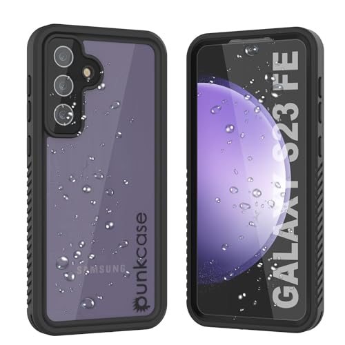 PunkCase Wasserdichte Schutzhülle für Galaxy S23 FE [Extreme Serie] [Slim Fit] [IP68 zertifiziert] [stoßfest] [schmutzdicht] [schneefest] Armor Cover für Galaxy S23 FE 5G (6,4 Zoll) (2023) [Schwarz] von PunkCase