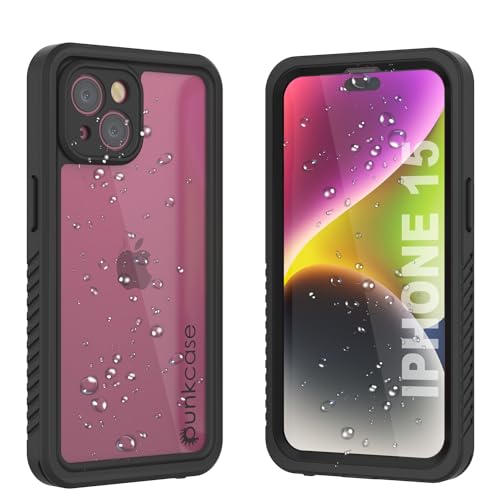 PunkCase Wasserdichte Schutzhülle für iPhone 15, Extreme Serie, schmale Passform, IP68-zertifiziert, stoßfest, schneefest, mit integriertem Displayschutz für iPhone 15 (6,1 Zoll) (2023), Schwarz von PunkCase