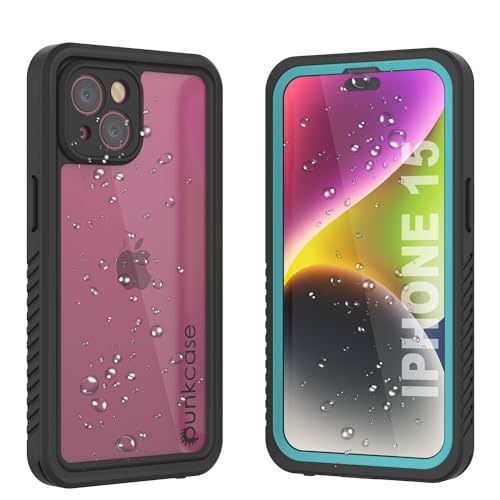 PunkCase Wasserdichte Schutzhülle für iPhone 15, Extreme Serie, schmale Passform, IP68-zertifiziert, stoßfest, schneefest, mit integriertem Displayschutz für iPhone 15 (6,1 Zoll) (2023), Blaugrün von PunkCase