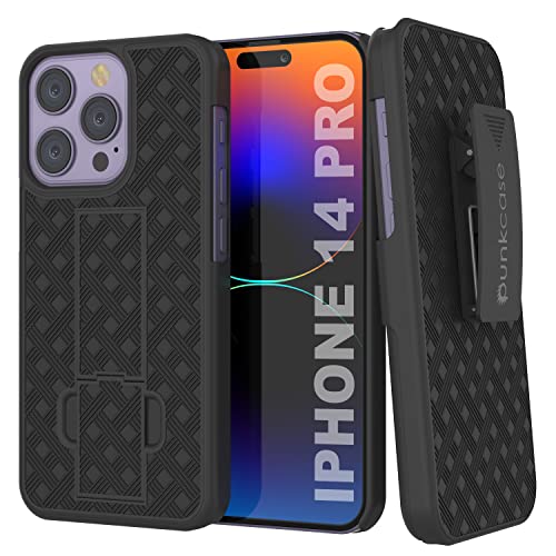 PunkCase iPhone 14 Pro Holster Gürtelclip Hülle mit Displayschutzfolie und integriertem Ständer | zweilagiger Hybrid TPU 360 Ganzkörperschutz [schlanke Passform] für iPhone 14 Pro (6,1 Zoll) (2022) von PunkCase