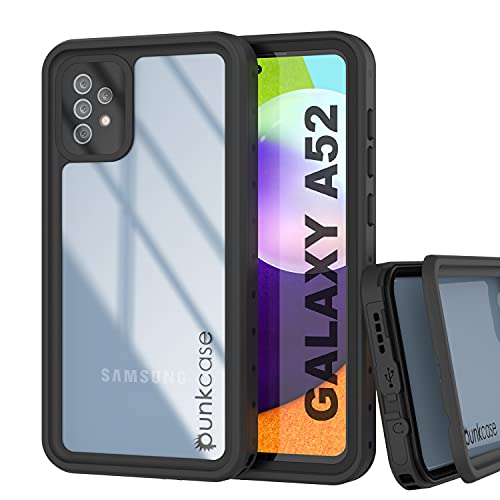 Punkcase Entworfen für Galaxy A52, wasserdichte Hülle, StudStar-Serie, schmale Passform, IP68-zertifiziert, stoßfest, schmutzdicht, schneefest, Schutzhülle für Galaxy A52 5G (6,5 Zoll) (2021), Schwarz von PunkCase
