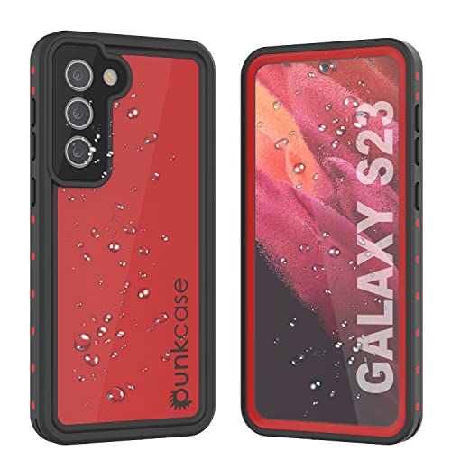 Punkcase Entworfen für Galaxy S23 wasserdichte Hülle [StudStar Serie] [Slim Fit] [IP68 zertifiziert] [Stoßfest] [Schneefest] Armor Cover für Galaxy S23 5G (6,1 Zoll) (2023) [Rot] von PunkCase