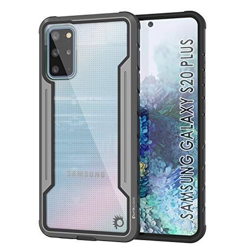 Punkcase Galaxy [Avenger Defense Serie] in Militärqualität, mehrschichtige Hülle mit Aluminiumrahmen [transparente Rückseite] ultimativer Fallschutz für Ihr S20 Plus (17 cm) (2020) (grau-schwarz) von PunkCase