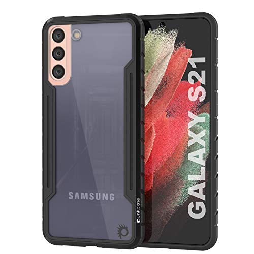 Punkcase Galaxy S21 Hülle [Armor Stealth Serie] Schützende mehrschichtige Schutzhülle in Militärqualität, mit Aluminiumrahmen [transparente Rückseite] Ultimativer Fallschutz für Ihr S21 5G (6,2 Zoll) von PunkCase