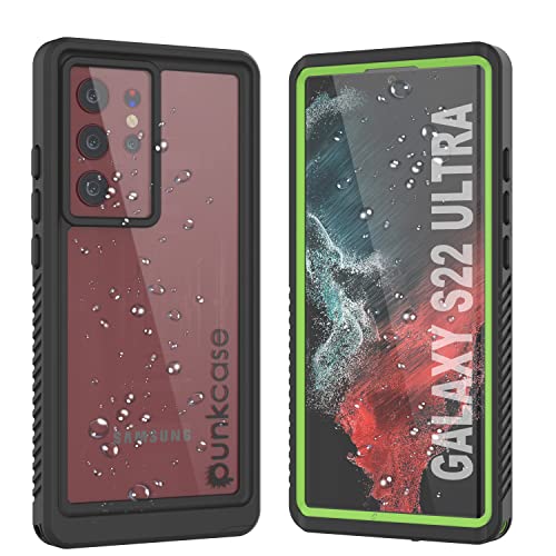 Punkcase Galaxy S22 Ultra Wasserdichte Hülle [Extreme Serie] [Slim Fit] [IP68 zertifiziert] [Stoßfest] [Schmutzdicht] [Schneefest] Armor Cover für Galaxy S22 Ultra 5G (6,8 Zoll) (2022) [ Hellgrün en] von PunkCase