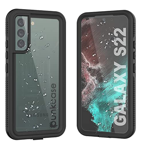 Punkcase Galaxy S22 wasserdichte Hülle [Ultimato Serie] [Slim Fit] [IP68 Zertifiziert] [Stoßfest] [Schmutzdicht] [schneefest] Armor Cover für Galaxy S22 5G (6,1 Zoll) (2022) [Schwarz] von PunkCase