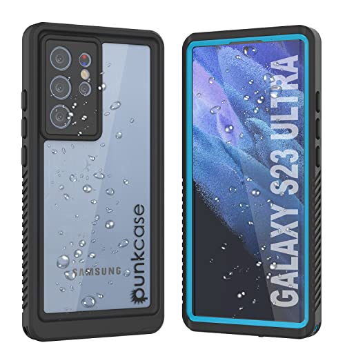 Punkcase Galaxy S23 Ultra Wasserdichte Hülle [Extreme Serie] [Slim Fit] [IP68 zertifiziert] [Stoßfest] [Schmutzdicht] [Schneefest] Armor Cover für Galaxy S23 Ultra 5G (6,8 Zoll) (2023) [ Hellblau E von PunkCase