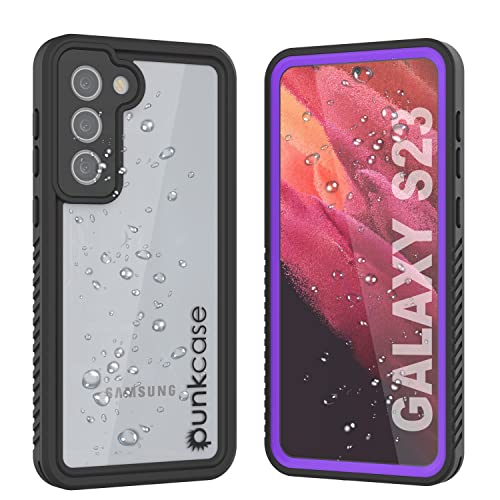 Punkcase Galaxy S23 wasserdichte Hülle [Extreme Serie] [Slim Fit] [IP68 zertifiziert] [Stoßfest] [Schmutzdicht] [Schneefest] Armor Cover für Galaxy S23 5G (6,1 Zoll) (2023) [Lila] von PunkCase
