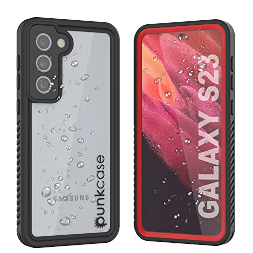 Punkcase Galaxy S23 wasserdichte Hülle [Extreme Serie] [Slim Fit] [IP68 zertifiziert] [Stoßfest] [Schmutzdicht] [Schneefest] Armor Cover für Galaxy S23 5G (6,1 Zoll) (2023) [Rot] von PunkCase