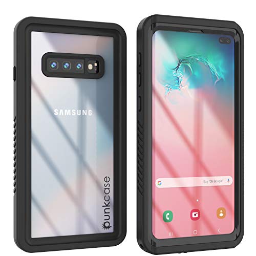 Punkcase S10 Plus wasserdichte Hülle [Extreme Serie] [Slim Fit] [IP68 zertifiziert] [Stoßfest] [Schmutzdicht] [Schneefest] Armor Cover kompatibel mit Samsung Galaxy S10 Plus [Schwarz] von PunkCase