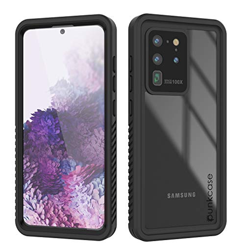 Punkcase S20 Ultra Wasserdichte [Extreme Serie] [Slim Fit] [IP68 zertifiziert] [Stoßfest] [Schmutzabweisend] [Schneefest] Panzer-Abdeckung kompatibel mit Samsung Galaxy S20 Ultra (6,9 Zoll), schwarz von PunkCase