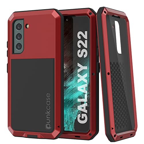 Punkcase Schutzhülle für Galaxy S22 (6,1 Zoll) Samsung Galaxy S22 5G (2022) (15,5 cm), Metall, robust, Militärqualität, stoßfest), Rot von PunkCase
