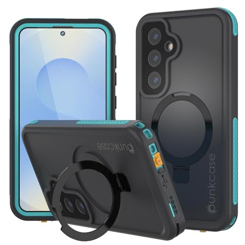 Punkcase Schutzhülle für Galaxy S25, wasserdicht, mit Kickstud 2.0-Serie, IP68-zertifiziert, mit Displayschutzfolie und Ständer, ultradünn, 360-Grad-Schutz, für Galaxy S25 (6,2 Zoll), Blaugrün) von PunkCase