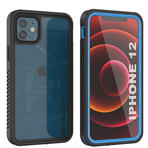 Punkcase Wasserdichte [Extreme Serie] [Slim Fit] [IP68 zertifiziert] [schneefest] Panzerabdeckung mit eingebautem Displayschutz, kompatibel mit iPhone 12 (2020) (6,1 Zoll) (Blau) von PunkCase