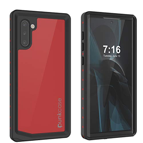 Punkcase Wasserdichte Galaxy Note 10 [StudStar-Serie] [Slim Fit] [IP68 zertifiziert] [stoßfest] [schmutzdicht] [schneefest] Armor Cover kompatibel mit Samsung Galaxy Note 10 (2019) (6,3 Zoll) [rot] von PunkCase
