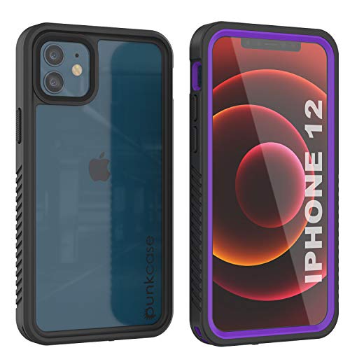 Punkcase Wasserdichte Schutzhülle für iPhone 12 (15,5 cm), schlanke Passform, IP68-zertifiziert, schneefest, mit eingebautem Displayschutz, kompatibel mit iPhone 12 (2020) (15,5 cm) (Violett) von PunkCase