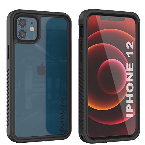 Punkcase Wasserdichte Schutzhülle für iPhone 12 (15,5 cm), schlanke Passform, IP68-zertifiziert, schneefest, mit eingebautem Displayschutz, kompatibel mit iPhone 12 (2020) (15,5 cm) (schwarz) von PunkCase