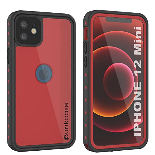 Punkcase Wasserdichte Schutzhülle für iPhone 12 Mini (StudStar-Serie] [Slim Fit] [IP68 zertifiziert] [schmutzdicht] [schneefest] 360 Grad Ganzkörperschutz für iPhone 12 Mini (5,4 Zoll) (2020) [rot] von PunkCase