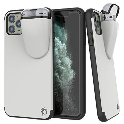 Punkcase iPhone 11 Pro Airpods Case Holder (TopPods Series) | Slim & Durable 2 in 1 Cover Designed for iPhone 11 Pro (5.8 inch) | Protects Your Phone & Stores Your AirPods Gen. 1 & 2 [White] von PunkCase