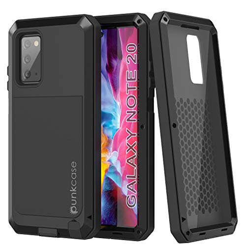 Schutzhülle für Galaxy Note 20 (6,7 Zoll) (17 cm / 6,7 Zoll), stoßfest, Hybrid-Gehäuse aus Aluminium und TPU, rutschfest, Schwarz von PunkCase