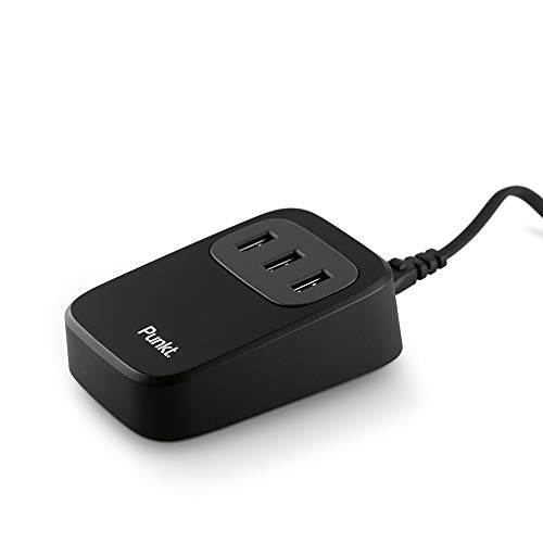 Punkt. UC01 Design USB-Ladegerät mit 3 Ports (2.5 Pro Port) und 2 Austauschbare Stromkabel mit Netzstecker, Schnellladegerät - Schwarz von Punkt.