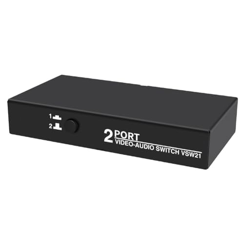 Puooifrty 1 Stück 2 in 1 Out AV Switch Selector Box 2 Port 3RCA AV Audio Video Switch Splitter Hub Switcher Schwarz Metall für DVD-Player STB HDTV TV-Box von Puooifrty