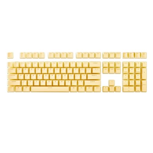 Puooifrty 1Set Pudding Tastatur Hut Box Mechanische Tastatur Doppel Haut Milch Transparente Tastenkappe Pbt Kundenspezifische Creme Gelee Spiel Tastatur Kappe (Gelb) von Puooifrty