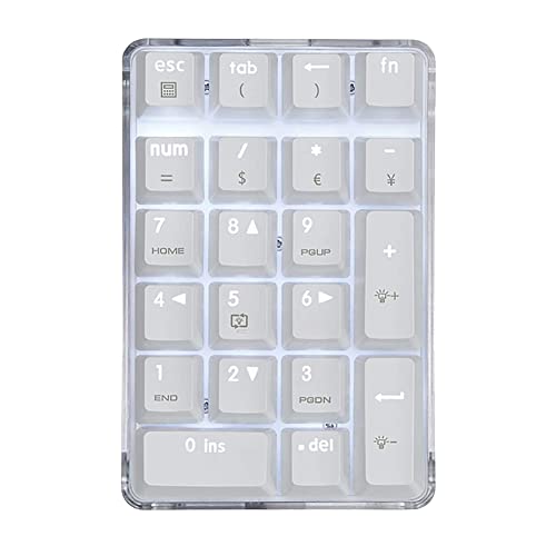 Puooifrty Brown Switch Wired Gaming Keypad Crystal Case White Backlit 21 Keys Mini Numpad Keypad Keypad von Puooifrty