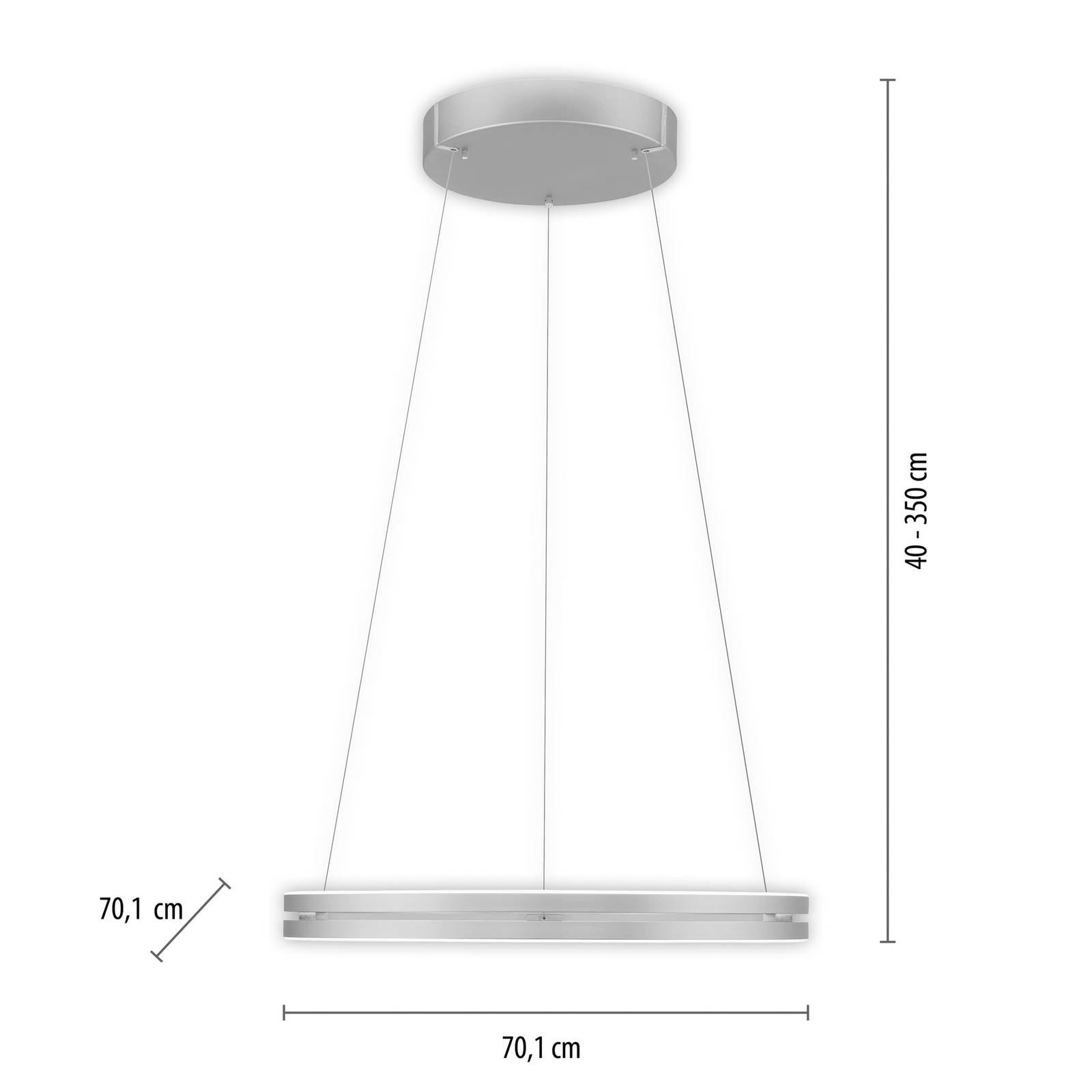 PURE E-Loop LED-Hängeleuchte, CCT, silber von Pure