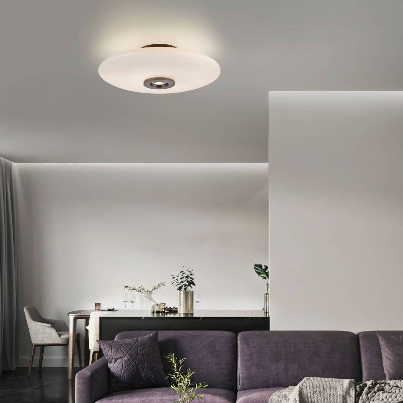 PURE LED-Deckenlampe Vitrum braun/opal Glas/Aluminium Ø 45cm von Pure