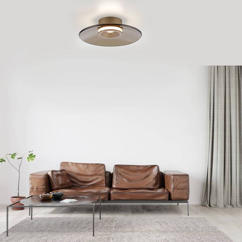 PURE LED-Deckenleuchte Moon, bronze, Ø 32 cm, Glas/Aluminium von Pure