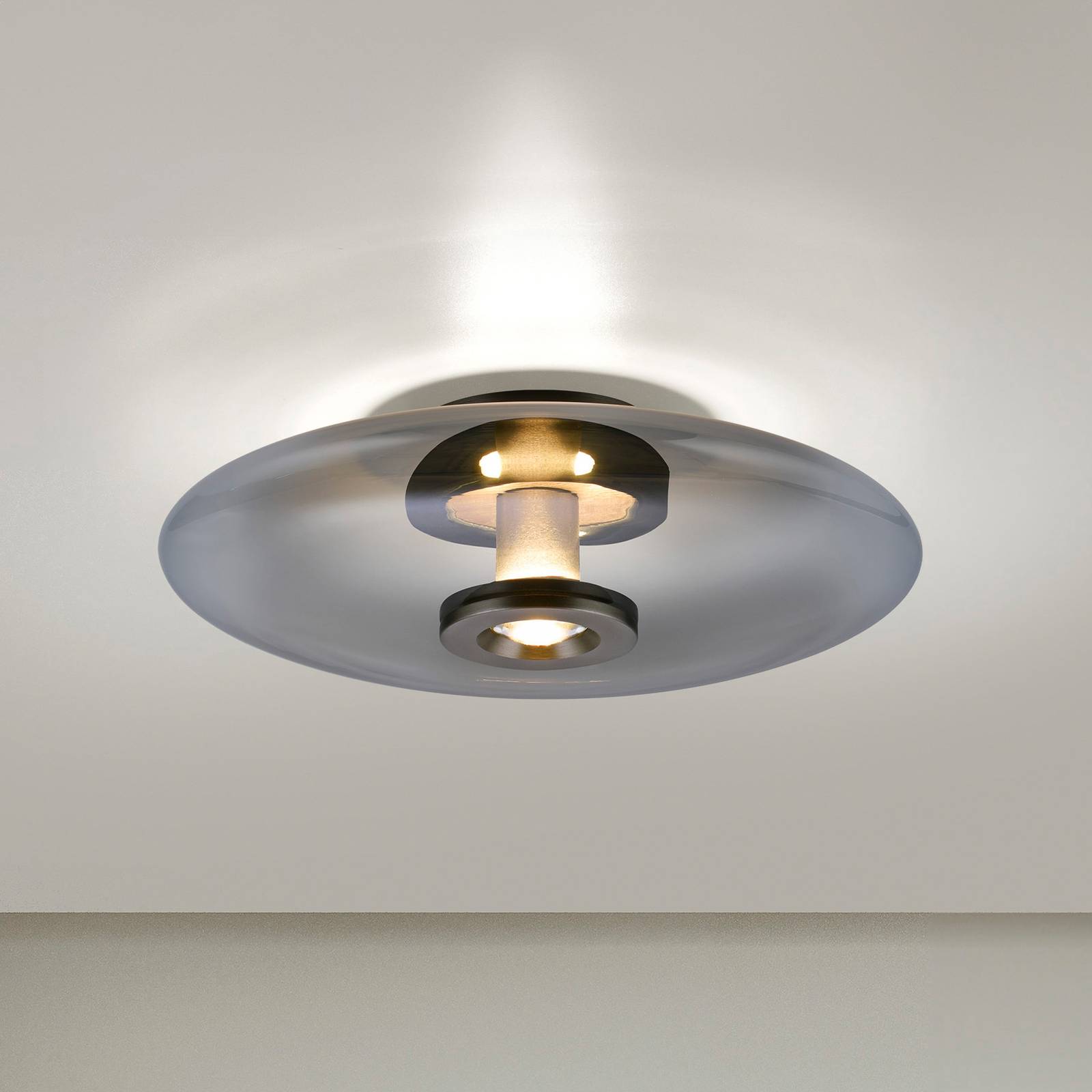 PURE LED-Deckenleuchte Vitrum, grau, Glas/Aluminium, Ø 45 cm PURE LED-Deckenleuchte Vitrum, grau, Glas/Aluminium, Ø 45 cm von Pure