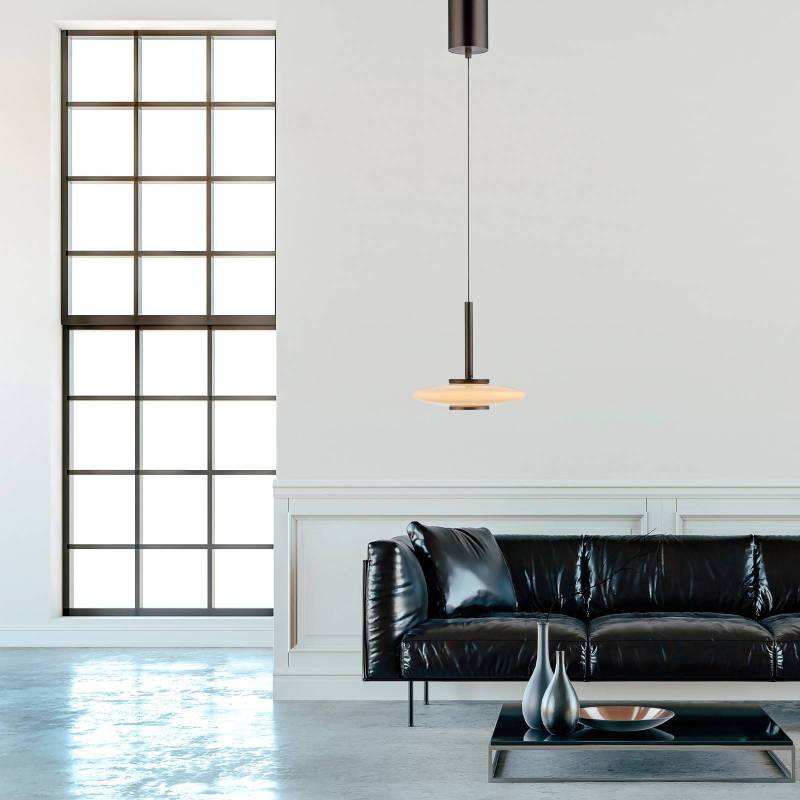 PURE LED-Hängelampe Vitrum braun/opal Glas/Aluminium Ø 22 cm von Pure