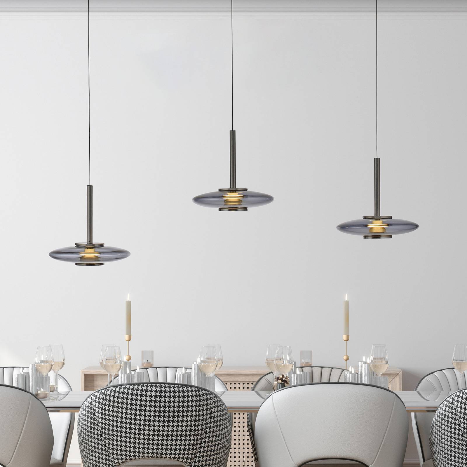 PURE LED-Hängeleuchte Vitrum, grau, Glas/Aluminium 3-flammig PURE LED-Hängeleuchte Vitrum, grau, Glas/Aluminium 3-flammig von Pure