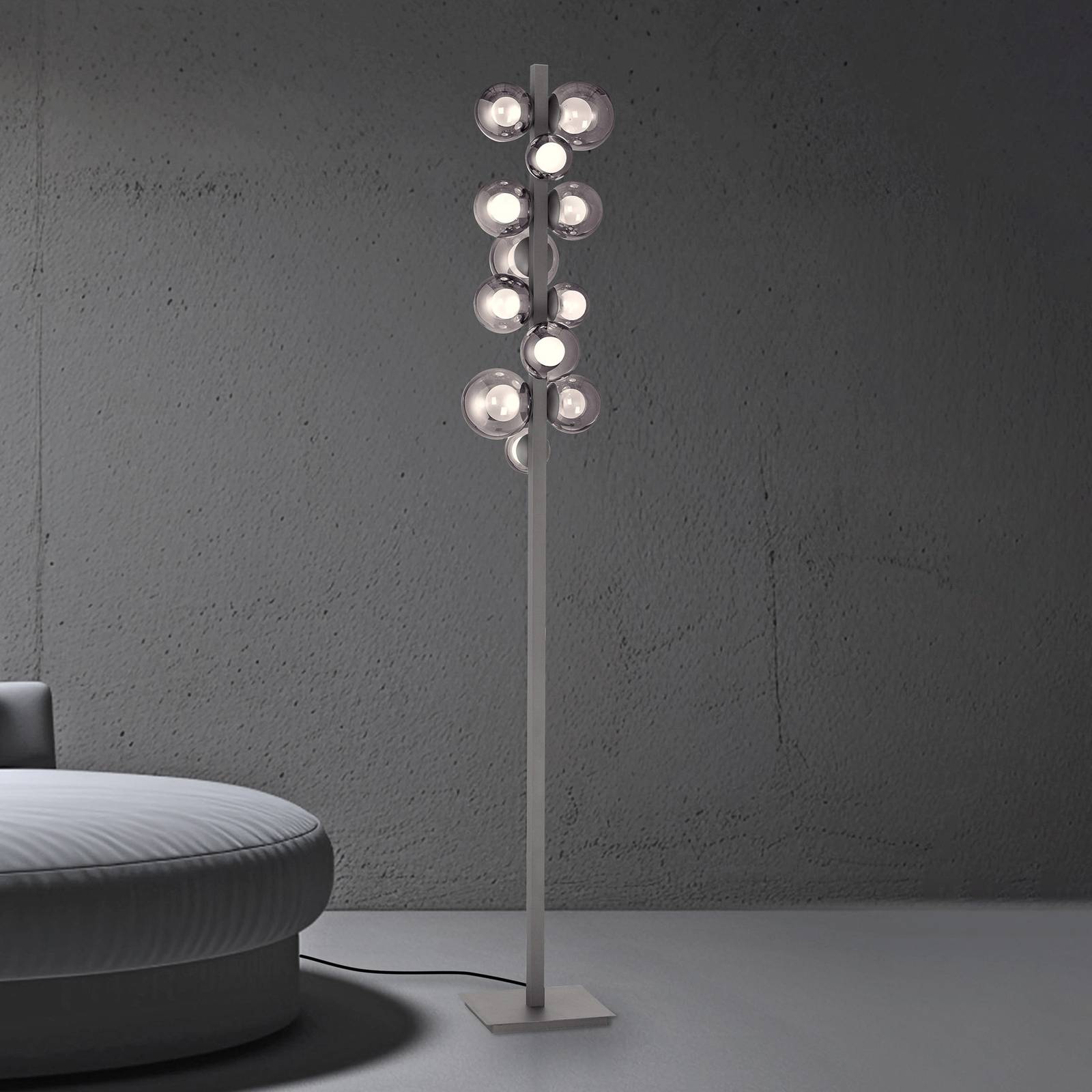 PURE LED-Stehlampe Popup, grau Aluminium/Glas Dimmer 12-flg. PURE LED-Stehlampe Popup, grau Aluminium/Glas Dimmer 12-flg. von Pure