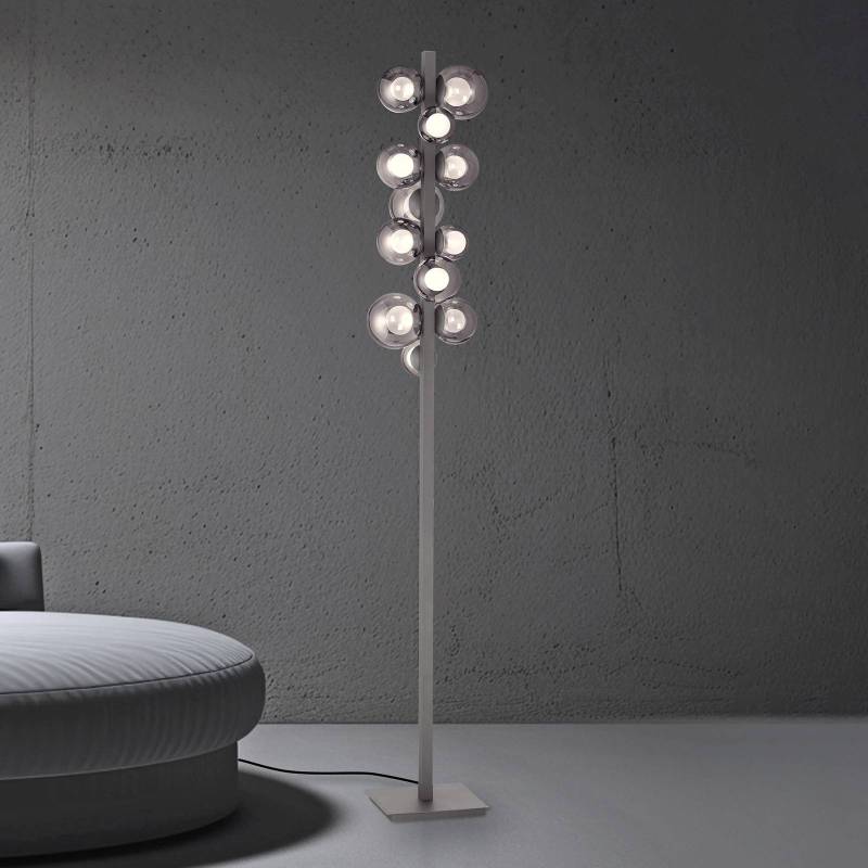 PURE LED-Stehlampe Popup, grau Aluminium/Glas Dimmer 12-flg. von Pure