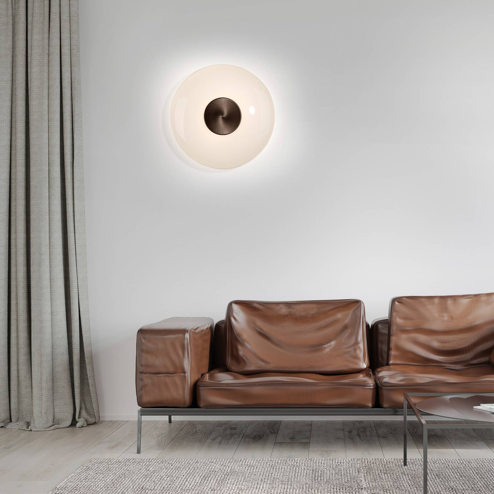 PURE LED-Wandlampe Vitrum, braun/opal Glas/Aluminium Ø 22 cm PURE LED-Wandlampe Vitrum, braun/opal Glas/Aluminium Ø 22 cm von Pure
