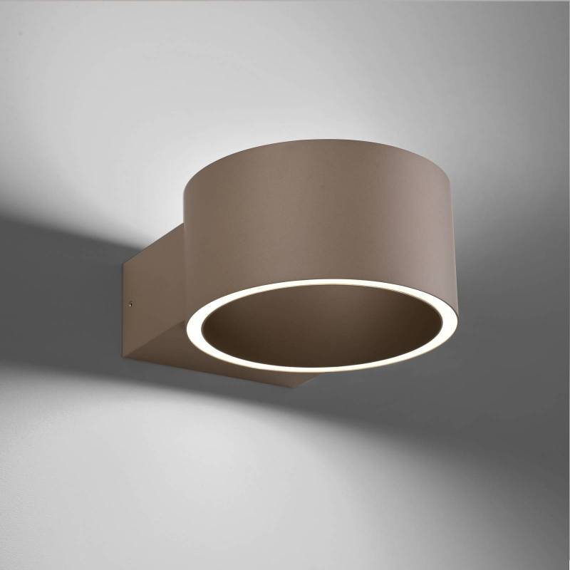 PURE LED-Wandleuchte Clipse, bronzefarben, Aluminium Ø 15 cm von Pure
