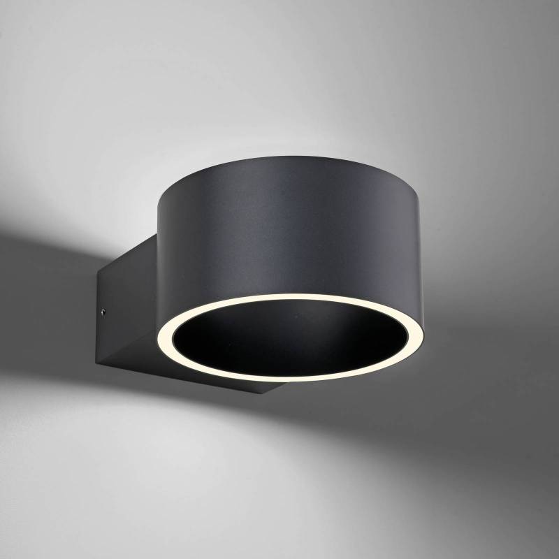 PURE LED-Wandleuchte Clipse, grau, Aluminium, Ø 15 cm von Pure