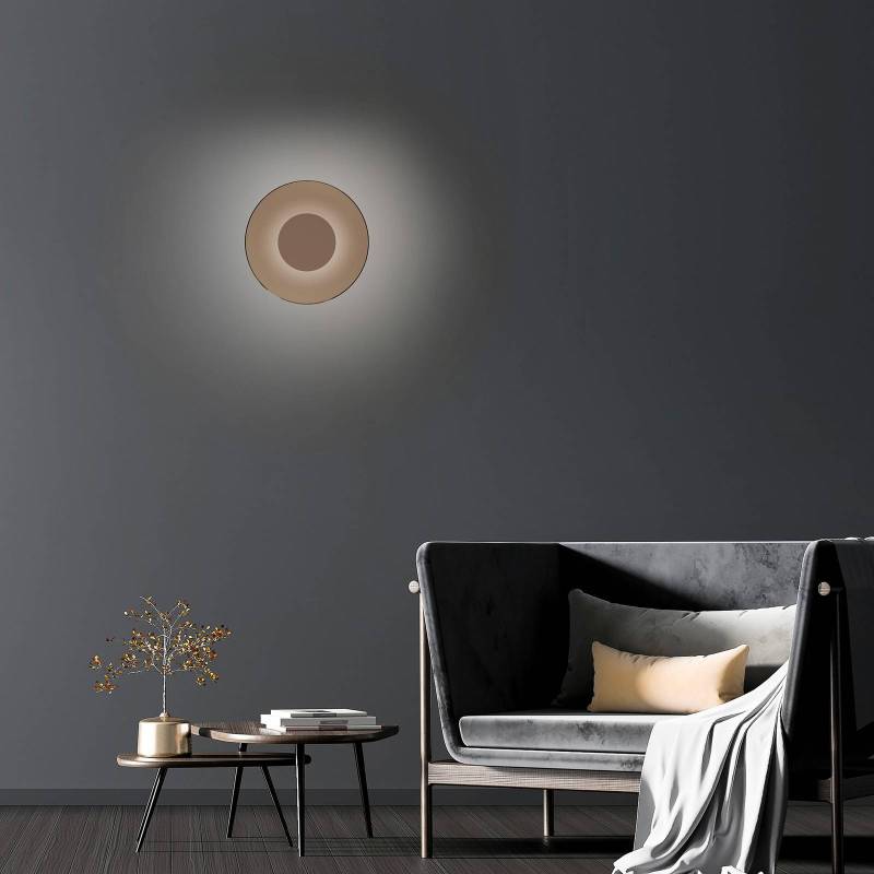 PURE LED-Wandleuchte Moon, bronze, Ø 32 cm, Glas/Aluminium von Pure