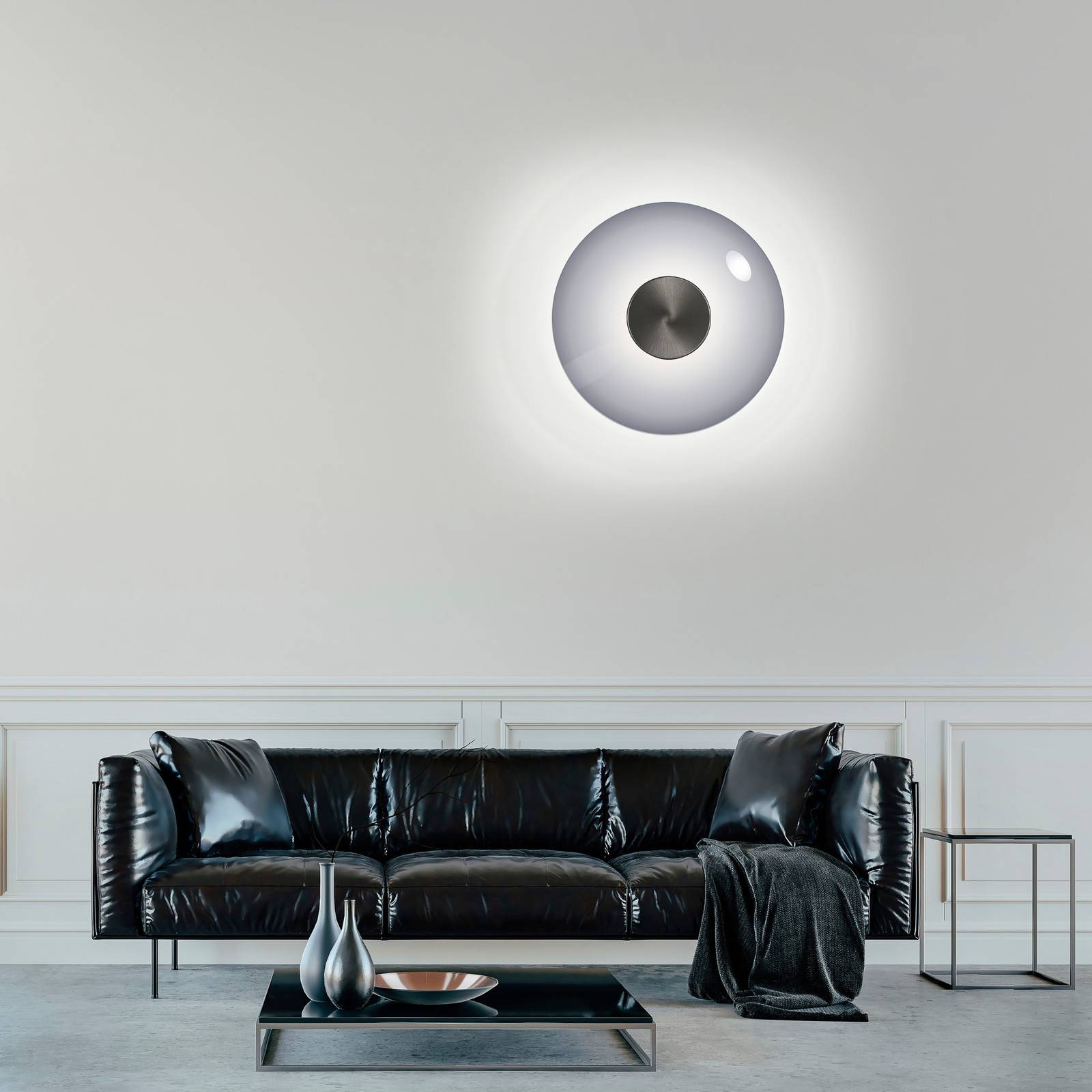 PURE LED-Wandleuchte Vitrum, grau, Glas/Aluminium, Ø 22 cm PURE LED-Wandleuchte Vitrum, grau, Glas/Aluminium, Ø 22 cm von Pure