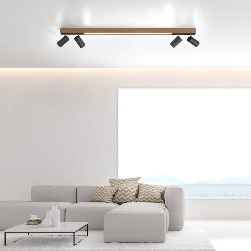 LED-Deckenlampe PURE Lines, 120 cm, schwarz, Holz, Remote von Pure