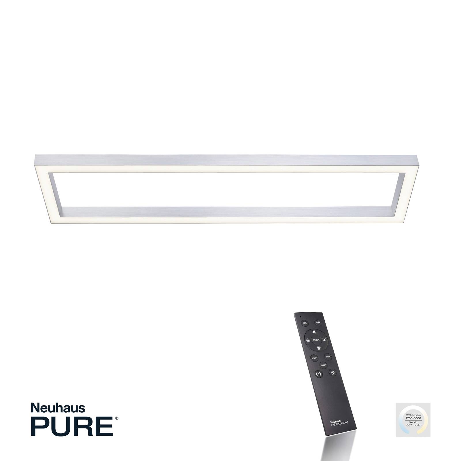 LED-Deckenlampe PURE Lines, 110 x 30 cm, silber, CCT, Remote LED-Deckenlampe PURE Lines, 110 x 30 cm, silber, CCT, Remote von Pure