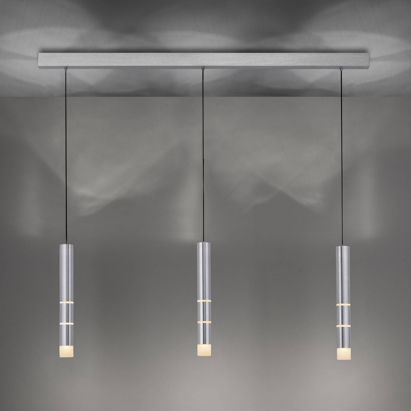 PURE Vega LED-Hängeleuchte, drei Zylinder, alu PURE Vega LED-Hängeleuchte, drei Zylinder, alu von Pure