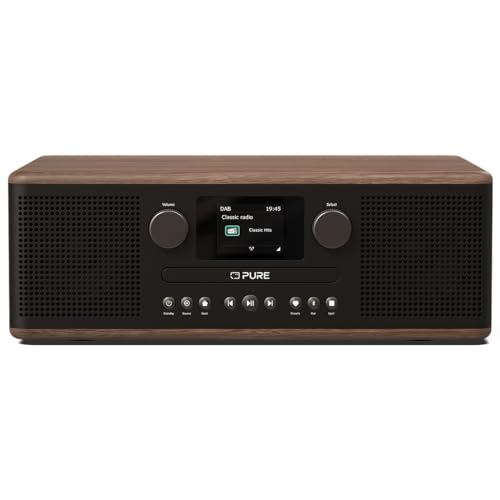 Pure Classic C-D6 Musiksystem (CD-Player, DAB+/FM, Bluetooth, AUX, USB, Wecker, Sleeptimer) Coffee Black/Walnut von Pure