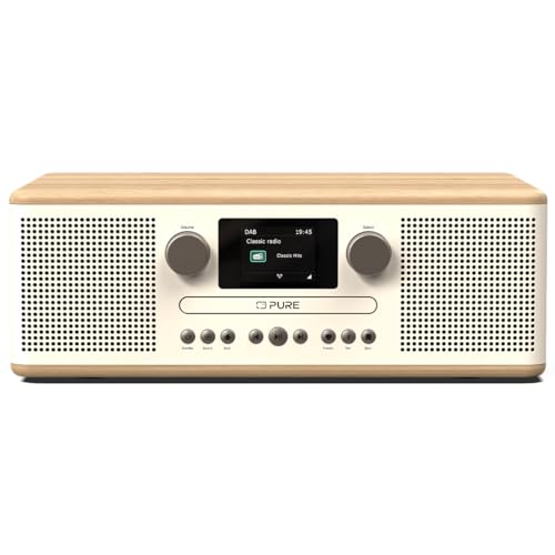 Pure Classic C-D6 Musiksystem (CD-Player, DAB+/FM, Bluetooth, AUX, USB, Wecker, Sleeptimer) Cotton White/Oak von Pure