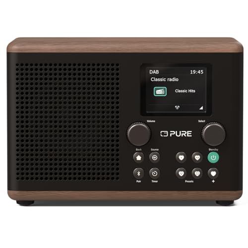 Pure Classic H4 Digitales Küchenradio (DAB+/FM, Bluetooth, USB, AUX, Küchentimer, Wecker), Coffee Black/Walnut von Pure