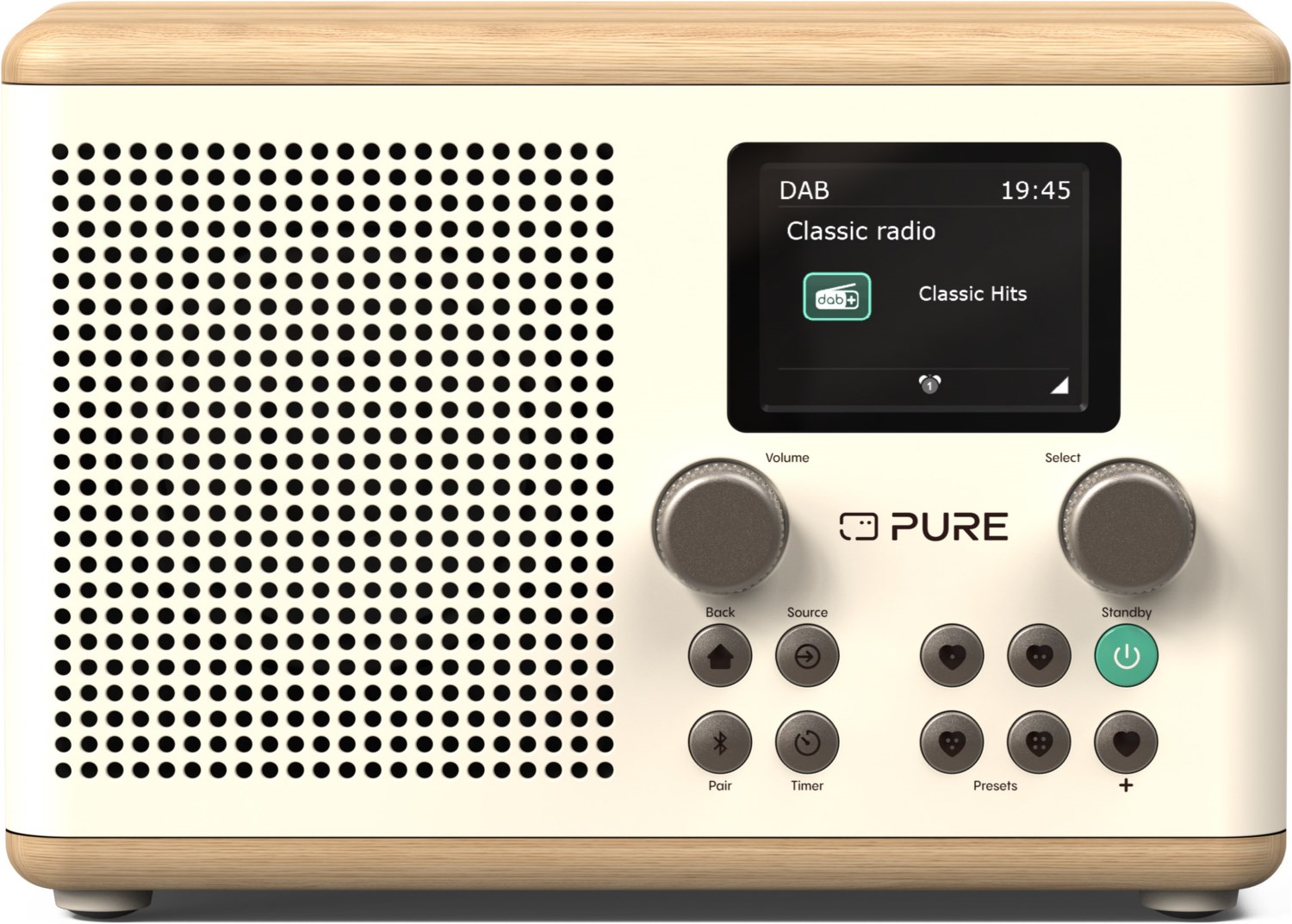 Pure Classic H4 Digitales Küchenradio DAB+ FM Bluetooth white/oak von Pure
