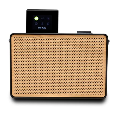 Pure Evoke Play – Stereoanlage in Kirschholzdesign, tragbares Musiksystem mit 40 Watt, Internetradio, DAB+, UKW, Bluetooth, Spotify Connect, Farbdisplay und Tragegriff – Schwarz von Pure